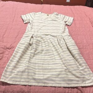 Handmade Striped Cream and Blue Dress